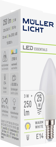 245lm, Kerze LED E14 St 3W 1 Essentials