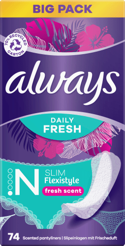 Slipeinlagen Daily Fresh Frischeduft BigPack, 74 Flexistyle mit Slim St