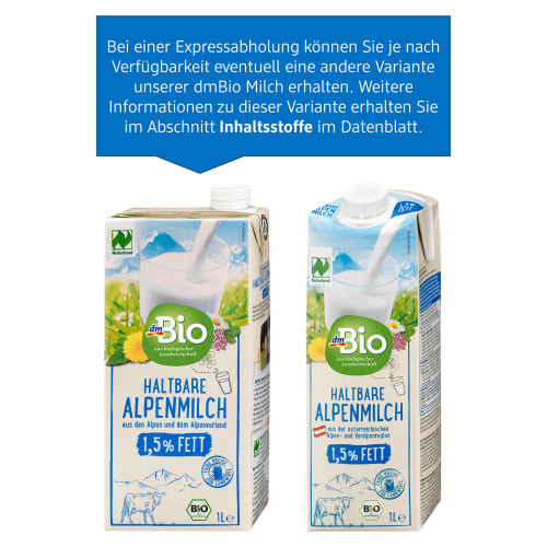 Milch, haltbare Alpenmilch 1,5% l Fett, 1