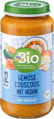 Menü Gemüse-Couscous dem 250 g ab Monat, mit 12. Huhn