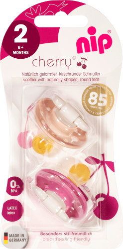Schnuller Cherry Latex, lachs/pink, Gr.2, ab 6 Monate, 2 St