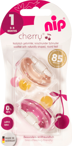 Schnuller Cherry Latex, Monate, lachs/pink, Gr.1, 0-6 2 St