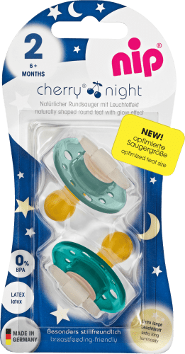 Schnuller Cherry Night Latex, türkis, Gr.2, ab 6 Monate, 2 St