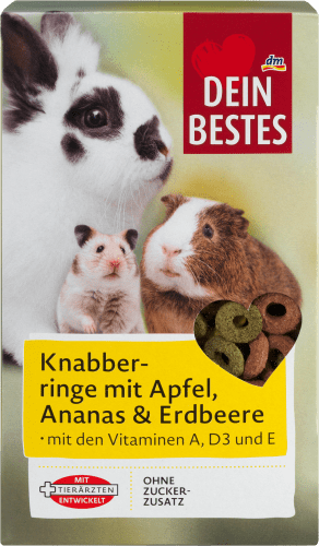 Ananas g mit Erdbeere, Knabber-Ringe Nager Apfel, & Zwergkaninchen, für Snack & 250
