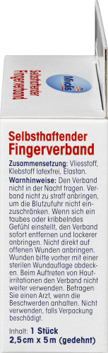Selbsthaftender Fingerverband, 2,5 cm Rolle, x m 5 m 5 1 (gedehnt)