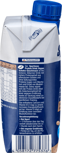 vegan, Proteindrink 330 ml trinkfertig, Geschmack, Schoko