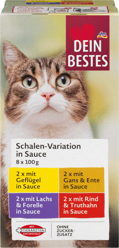 Nassfutter Katze, Variationen in Sauce, Multipack (8x100 g), 800 g