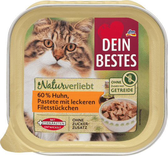 Nassfutter Katze Huhn in Pastete, Naturverliebt, 100 g