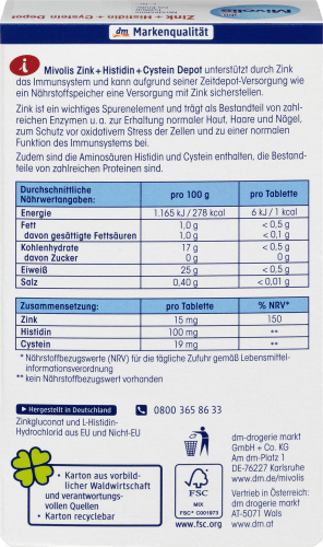 Zink + Histidin + Tabletten Depot, g 19 Cystein 40 St