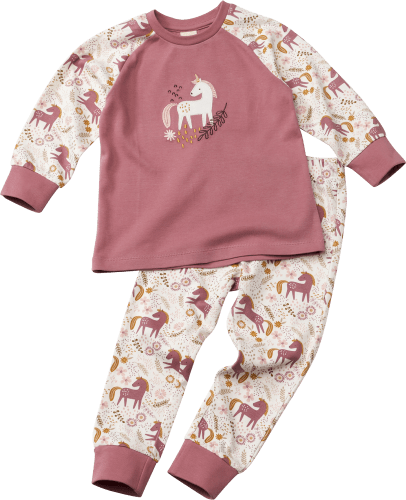 Schlafanzug mit St 98, weiß, Gr. 1 & Einhorn-Motiv, rosa