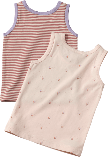 Unterhemden mit Blumen-Muster + Ringeln, 2 Gr. 110/116, rosa, beige St 