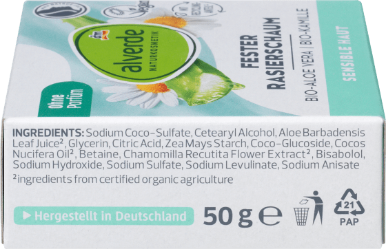 Bio-Kamille, Vera, Fester Bio-Aloe 50 g Rasierschaum
