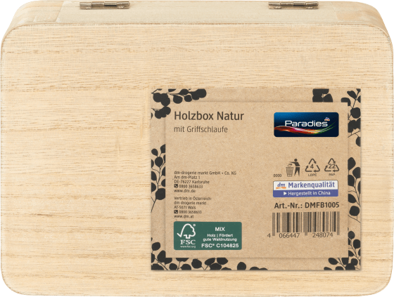 Holzbox mit 1 St Griffschlaufe, Natur