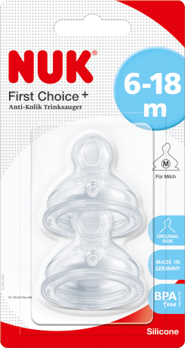 Trinksauger First Choice+ Silikon, Gr. M (Milch), 6-18 Monate, 2 St | Babyflaschen & Kinderflaschen