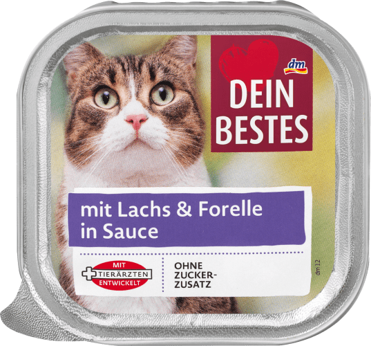 Nassfutter Katze mit Lachs & 100 in Forelle g Sauce