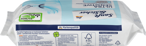 Feuchtes Toilettenpapier Sensitiv 100 (2x50 Ultra St), Doppelpack St