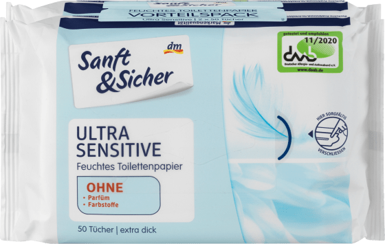 Ultra Doppelpack St 100 Feuchtes Toilettenpapier St), (2x50 Sensitiv