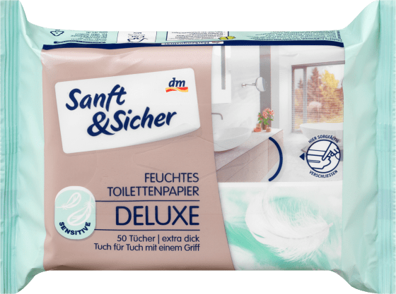 Feuchtes 50 Toilettenpapier Nachfüllpack, Sensitive St Deluxe