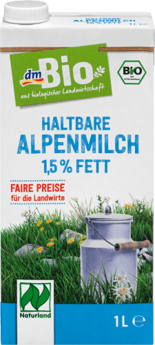 Milch, haltbare Alpenmilch 1,5% Fett, Naturland, 1 l