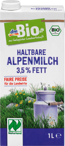 Milch, haltbare Alpenmilch 3,5 % Fett, Naturland, 1 l | Milch