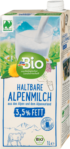l haltbare Milch, % 1 3,5 Fett, Alpenmilch
