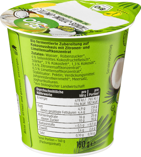 Joghurtalternative, Kokos-Zitrone Limette, g 160