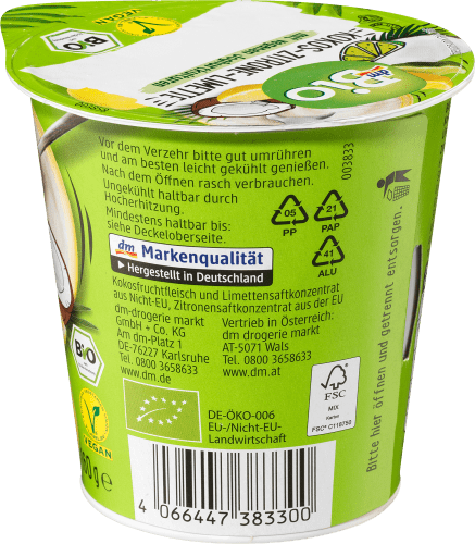 Kokos-Zitrone Limette, Joghurtalternative, 160 g