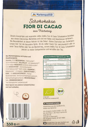 350 Schokokekse aus Mürbeteig, g Cacao Fior di