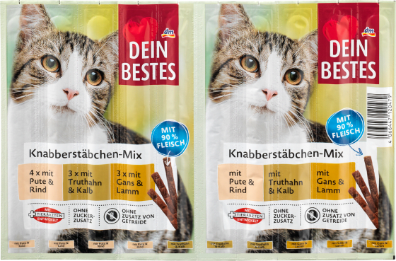 Katzenleckerli Knabberstäbchen Mix (10 Stück), 10 St