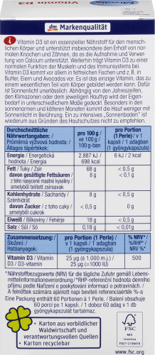 Vitamin D3, Perlen 60 g St., 13,3