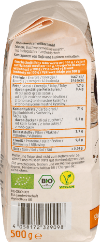 Buchweizenmehl Vollkorn, glutenfrei, 500 g