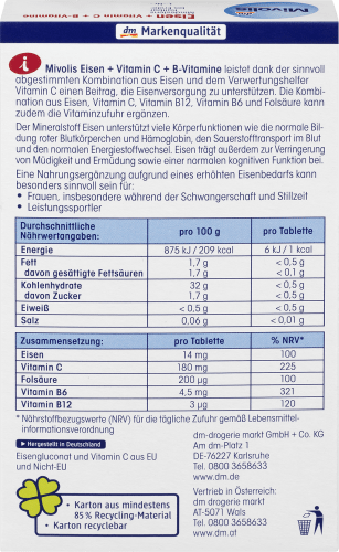 + + C St., Tabletten, Vitamin Eisen 40 B-Vitamine, g 25