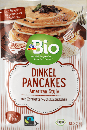 g Zartbitter-Schokostückchen, mit Dinkel Pancakes Style, Backmischung 135 American