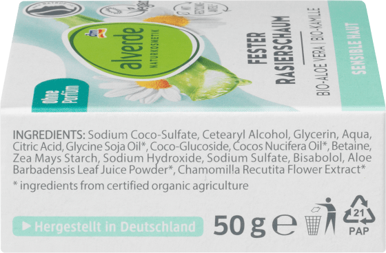 Fester Rasierschaum Bio-Aloe 50 Bio-Kamille, Vera, g