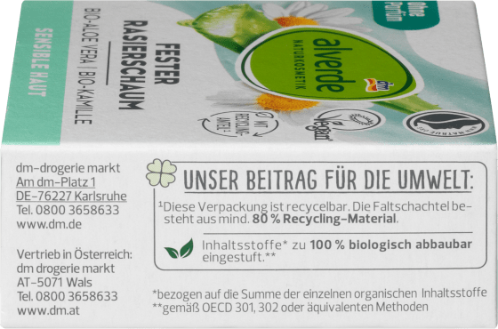 Fester Rasierschaum Bio-Aloe Bio-Kamille, Vera, 50 g