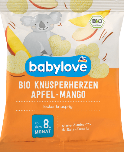 Monat, Apfel-Mango, ab g dem Babysnack 30 8. Knusperherzen