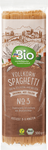 Nudeln, Spaghetti aus Vollkorn-Hartweizengrieß, Vollkorn, 500 g
