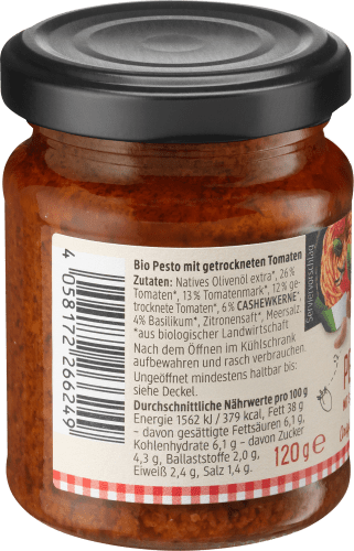 sonnengetrockneten Tomaten, Rosso g 120 mit Pesto