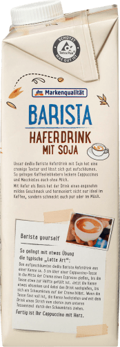 Pflanzendrink, Hafer Drink Barista Soja, l mit 1