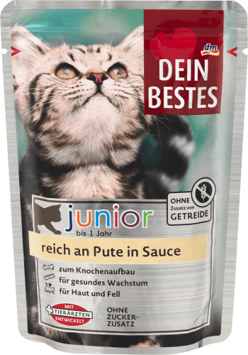 Nassfutter Katze Kitten mit Pute in Sauce, Junior, 100 g