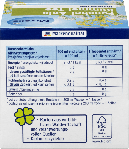 Kräutertee, Fenchel- Anis- Kümmel 2,0 g), Tee (12 g 24 x