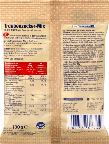 Traubenzucker, Früchte-Mix, 100 g