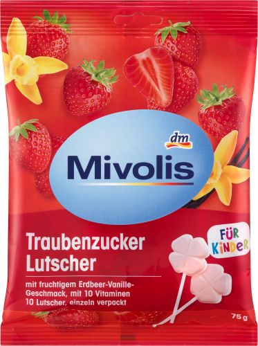75 Traubenzucker, für Erdbeer-Vanille Lutscher g Kinder,
