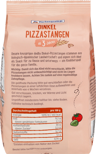 Kindersnack Dinkel Pizza Stangen, Demeter, Jahren, ab 80 g 3