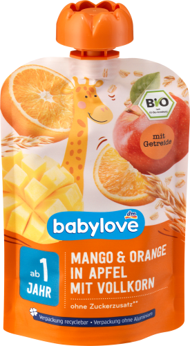 Apfel Jahr, recyclebar 1 Orange g & 100 Mango Vollkorn ab mit Quetschie in