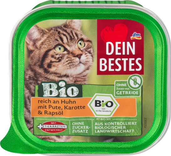 Nassfutter Katze Bio Huhn & Pute, 100 g
