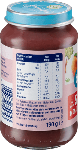Früchte Heidelbeere in Pfirsich & 5. ab Birne 190 dem g Monat