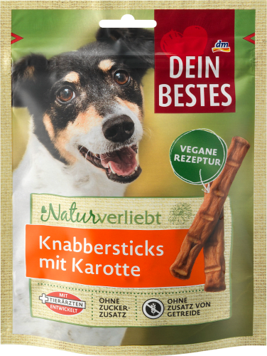 Hundeleckerli Knabbersticks mit Karotte, Naturverliebt, 60 g