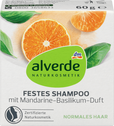 Festes 60 Shampoo g mit Mandarine-Basilikum-Duft,