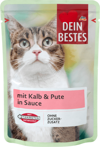 Nassfutter Katze 100 g in Kalb Sauce, & mit Pute